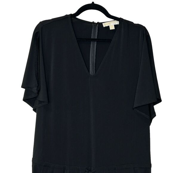 Michael Kors V Neck Flutter Split Sleeve Drawstring Jersey Jumpsuit Women Large - Picture 6 of 11